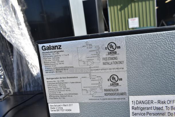 6 mini coolers, brands include Galanz GL17BK, Hamilton Beach REFHB31TS. 120V, 1 Phase. Tags show specifications.