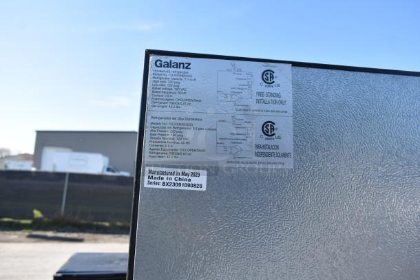 6 mini coolers including 2 Galanz GLR33MBKE23, Arctic King ARM32D5ABB, Haier, Hisense; 120V, labeled for installation.