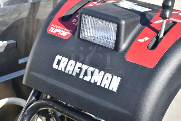 Craftsman 536.888110 30" Snow Thrower, electric start, visible labels, good condition, red and black design.