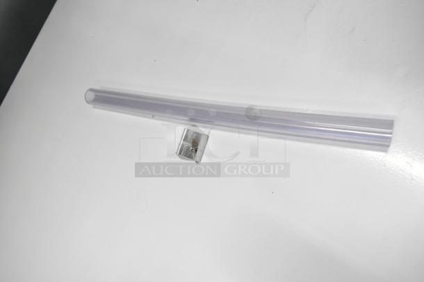 Brand new scratch and dent items: clear plastic tube and metal bracket. Ideal for repairs. Auction includes 6 varied items.