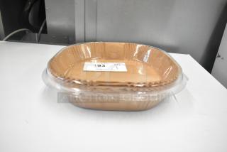 X004X0DMFT Air Fryer Liners in packaging, showing disposable paper liners with auction tag marked "193, QTY 1".