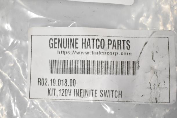 Genuine Hatco 120V Infinite Switch Kit, model R02.19.018.00, brand new with a scratch and dent label.