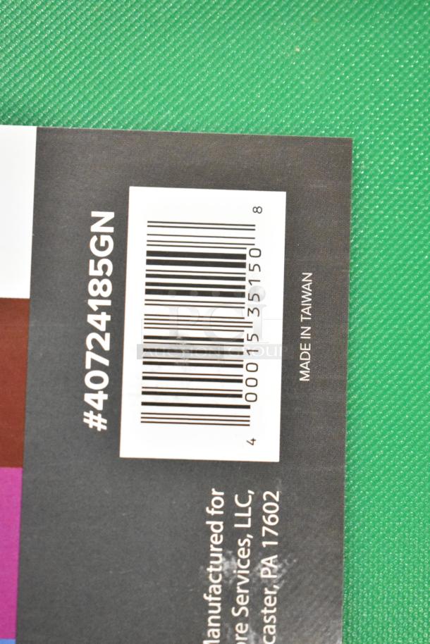 Brand new 24"x18"x1/2" green polyethylene cutting board. Scratch and dent condition. Tag shows #40724185GN, made in Taiwan.