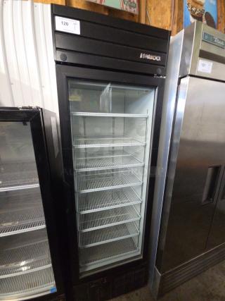 2019 Habco SE18 commercial single door reach-in cooler merchandiser, black, tested, working, 115V, 1 phase, with shelving.