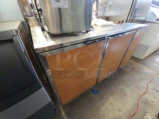 Duke RBC-60M commercial 2-door work top cooler, stainless steel, 120V, 1 phase, tested working, used condition.