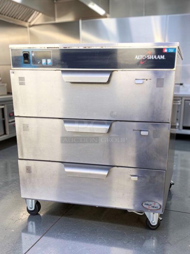 Alto-Shaam 500-3D commercial warming drawer with Halo Heat, 120V. Stainless steel, excellent condition, fully tested.
