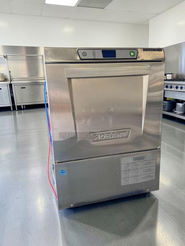 Hobart LXeH-2 undercounter dishwasher, stainless steel, hot water sanitizing, prime condition, fully tested, 120/208-240V.