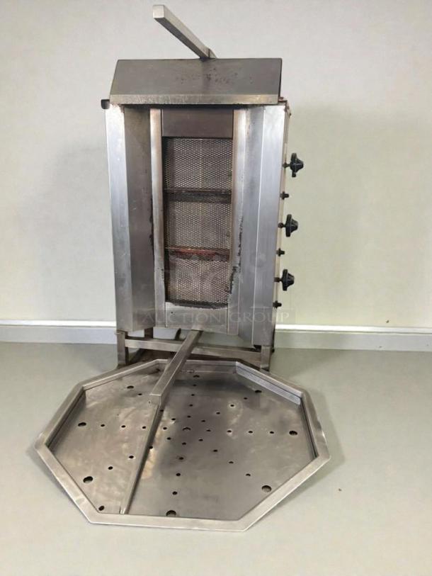 Intek AX-VB3 gas vertical broiler, stainless steel, pristine condition, fully tested, model INT-L-GYR-0081.