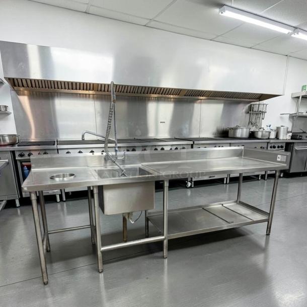 ICM stainless steel prep sink table, model ICM-L-PST-0007, in immaculate condition, fully tested and working.
