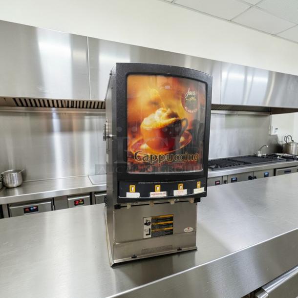 Grindmaster cappuccino dispenser, model PIC4, superb condition, fully tested, 120V, single-phase, stainless steel finish.