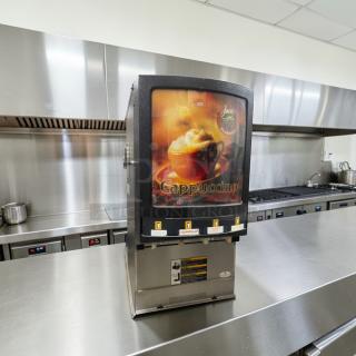 Grindmaster cappuccino dispenser, model PIC4, superb condition, fully tested, 120V, single-phase, stainless steel finish.