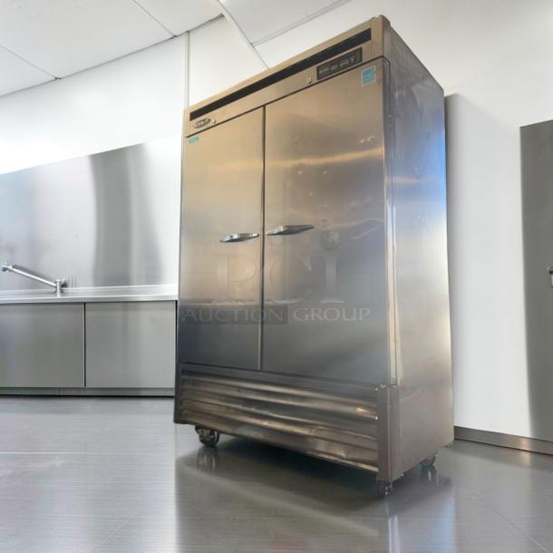 Kool-It 2-Door Reach-In Refrigerator, high-grade condition, 115V, fully tested, model KOO-L-REF-0077, stainless steel.