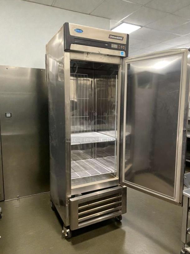 Nor-Lake AdventEDGE F23-S commercial reach-in freezer, excellent condition, stainless steel, open door showing shelves.