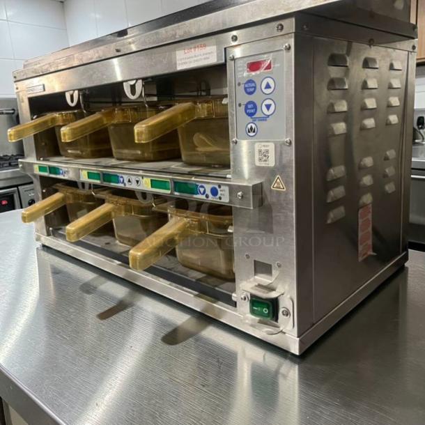 Prince Castle EHBP23 Heated Holding Bin in pristine condition; 120V single-phase, fully tested, stainless steel, control panel visible.