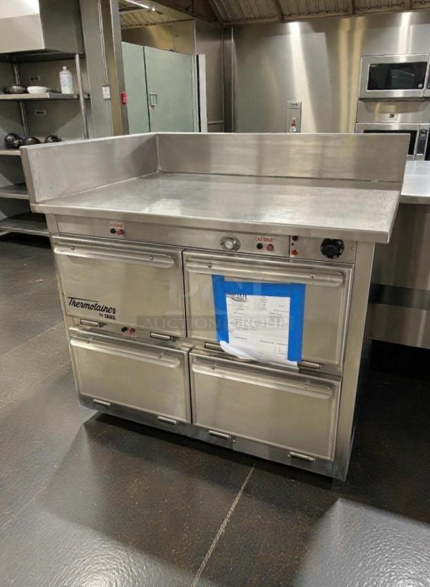 Duke Thermotainer Heated Holding Cabinet, excellent condition, 208V/3 Phase, stainless steel, label: "Thermotainer by Duke."