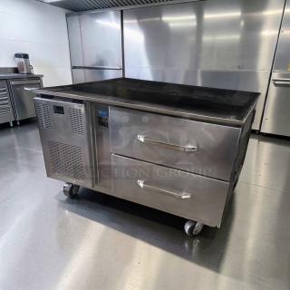 Randell 20048-513 refrigerated equipment stand, 48 in, stainless steel, low-profile, two-drawer, tested, UL & NSF listed.