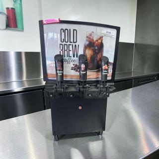 GoodWest GW2/GW3 Cold Brew Dispenser, 115V, excellent condition, fully tested, black panel, three labeled taps.