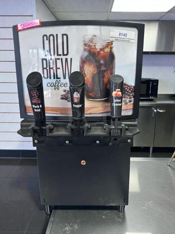 GoodWest GW2/GW3 commercial cold brew coffee dispenser, excellent condition, 115V, three-flavor taps, tested operational.