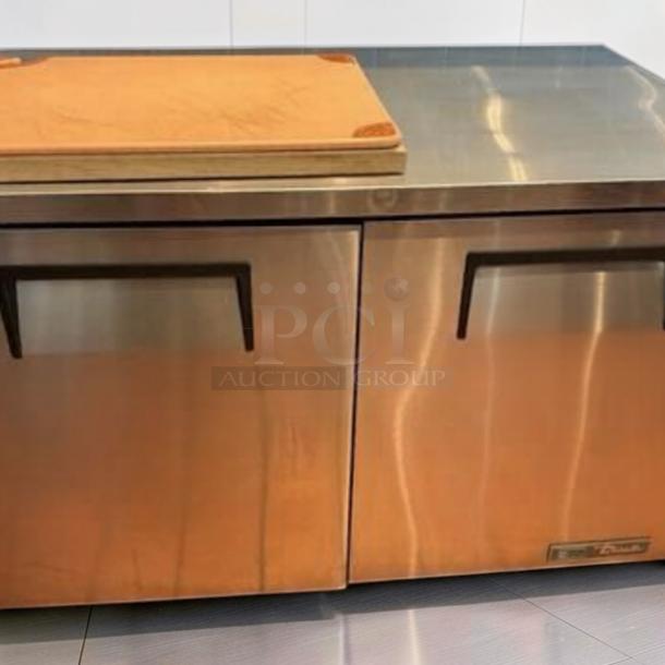 Elite condition True TUC-48-HC undercounter refrigerator, 48" stainless steel, commercial worktop. Made in USA, fully tested.