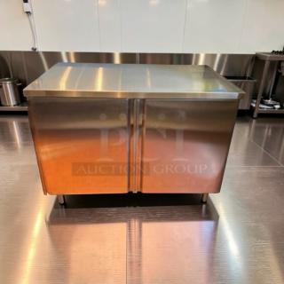 GSW stainless steel storage cabinet, 48”x30”x35”, exceptional condition, heavy-duty, for commercial restaurant use.