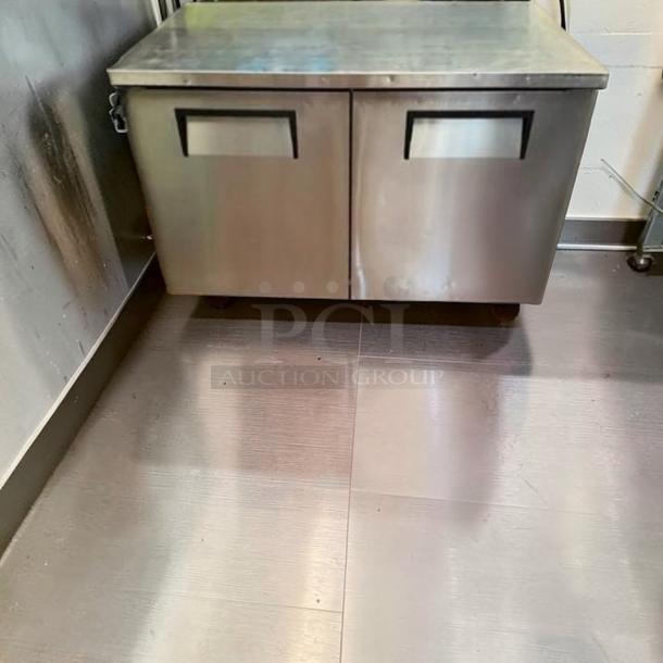 Brand new True TUC-48F-HC ADA undercounter freezer, 48.5” stainless steel, two-door, two-section, made in USA, in box.