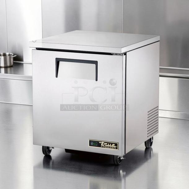 Flawless True TUC-27F-HC undercounter freezer, stainless steel, left hinge door, commercial, fully tested, made in USA.