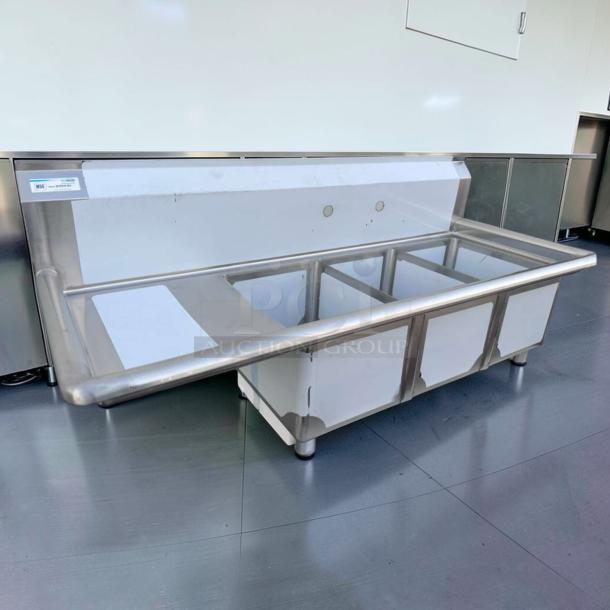 Brand new KoolMore SC121610-16L3 stainless steel 3-compartment sink with left drainboard, NSF certified, commercial use.