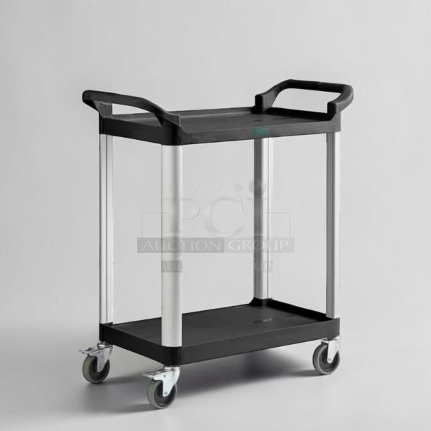 Brand new Choice Small Bus Cart, 2-shelf utility cart, 24" x 16", heavy-duty commercial service cart, model BUS-S-CART-0770.