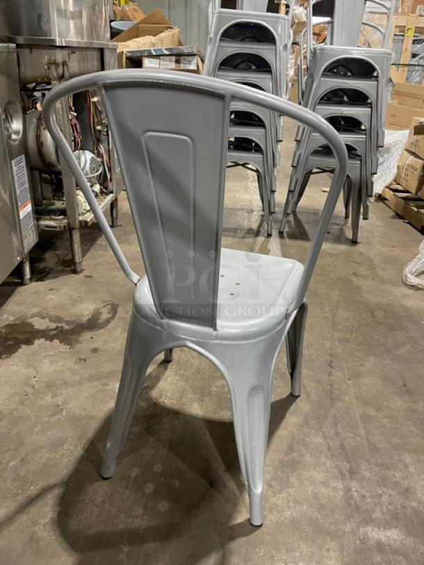 LIKE NEW Astor Series Ilver dining chairs, welded design, suitable for indoor/outdoor, shown stacked, high quality.