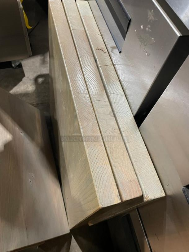 Golden ash full wood table tops in like new condition, showcasing smooth surfaces and natural wood grain patterns.