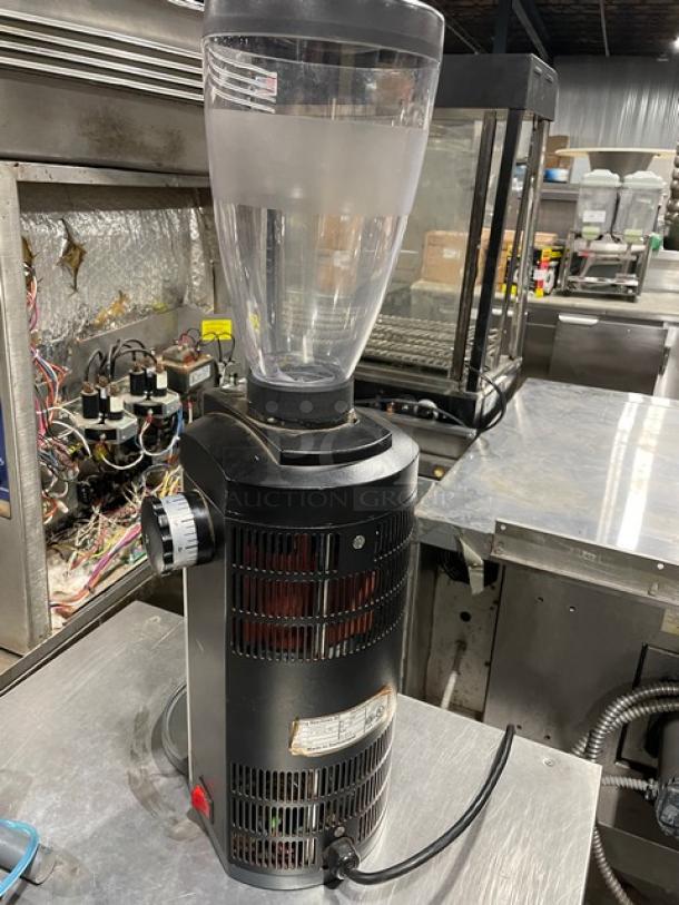 Ditting Model 3468 countertop espresso bean grinder, like new condition, 115V, 1 phase, visible adjustment dial, and power cord.