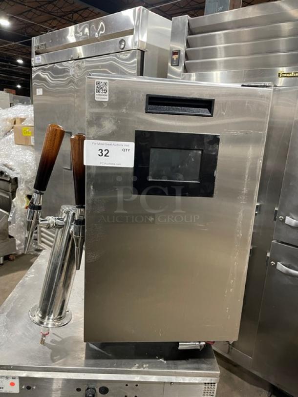 JoeTap JTNITCOMR stainless steel nitro cold brew coffee dispenser with dual taps, model JT-NITCOM-R, commercial use.