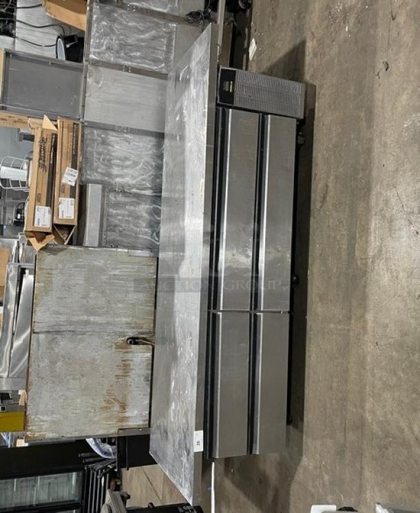 True TSUU4808 stainless steel refrigerated prep table, electric 115V, with dual drawers, commercial use, good condition.