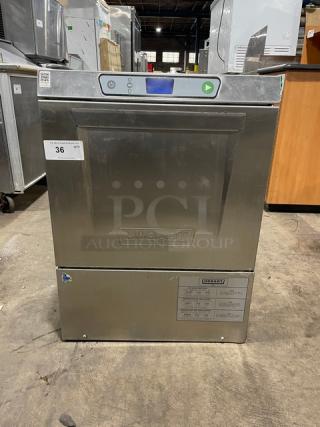 Hobart LXEH commercial undercounter dishwasher, stainless steel, electric, high temperature, excellent condition, serial number 23-1156870.