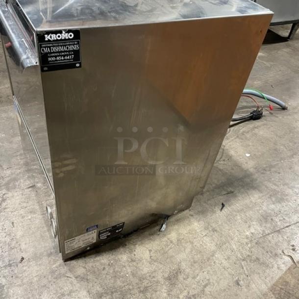 CMA commercial stainless steel undercounter dishwasher, electric powered, Energy Star certified, visible Kromo label.