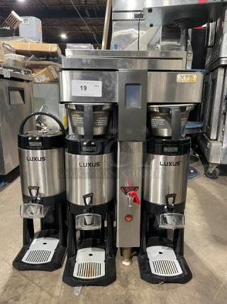 Fecto Commercial Series Automatic Coffee Brewer, Model CBS-2142-XTS, includes 3 satellite air pots, 208-230V, on legs.