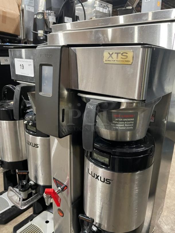 Fecto CBS-2142-XTS Automatic Coffee Brewer with 3 Satellite Air Pots, 208-230V, 1 Phase, on legs, excellent condition.