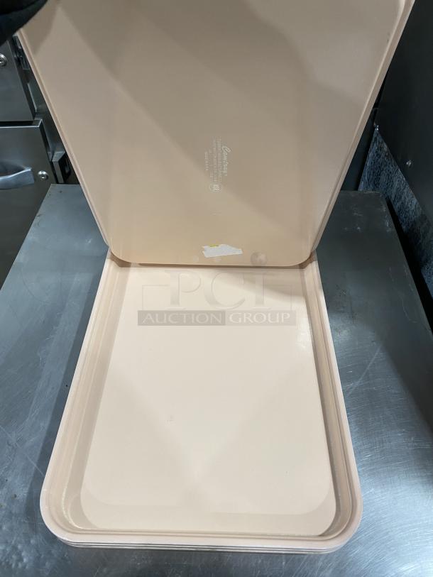 Tan Camtray serving tray, rectangular, commercial use, durable plastic, brand marking on reverse. Good condition.