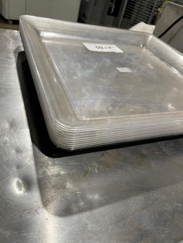 Fineline Commercial clear display plate, rectangular, layered design, 11-inch, used condition, auction label visible.