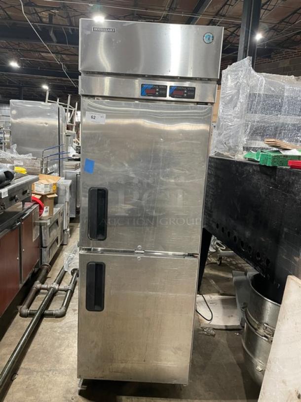 Hoshizaki RFH1-SSB-HS stainless steel reach-in refrigerator/freezer combo, digital controls, on casters, 115V, 1 phase.