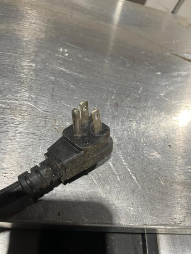 Perlick FR48STK glass chiller. Stainless steel, Model: FR48-STK, 115V, on casters. Power plug shown.