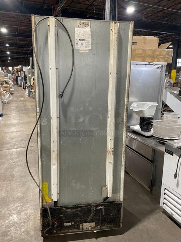 Berg BVEF23 single solid door reach-in freezer, stainless steel, poly-coated wire rack, SN: 8029669, on casters, 115V 1 Phase.