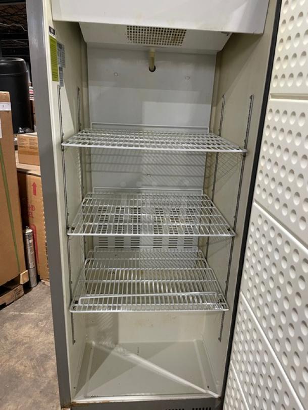 Berg BVEF23 Commercial Stainless Steel Single Door Freezer with poly-coated wire racks, 115V, on casters, SN: 8029669.
