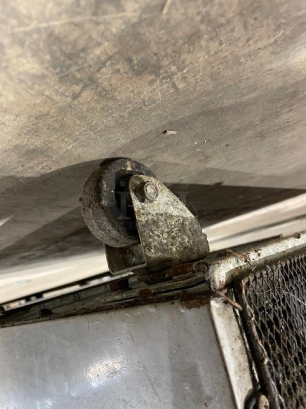 Berg BVEF23 commercial stainless steel single door reach-in freezer on casters, featuring a poly coated wired rack.