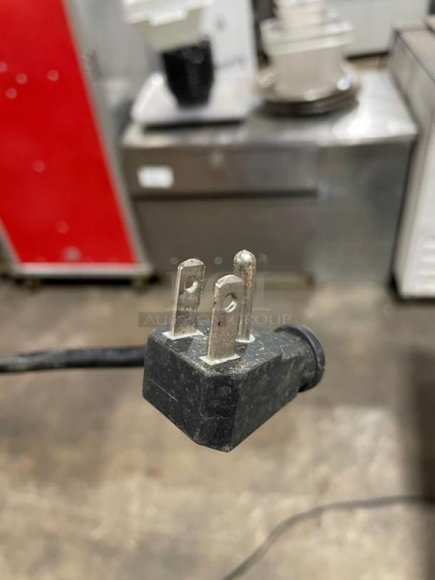 Three-prong plug for True GDM-10SSL-LD beverage merchandiser refrigerator, emphasizing power requirements.