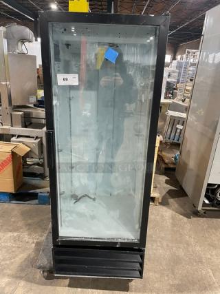 Beverage Air MT12 commercial black single glass door merchandiser cooler, good condition, 115V, 1 phase, SN: 7695318.