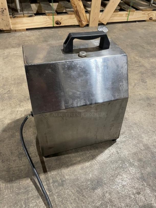 American Eagle AE-VS22 commercial stainless-steel food processor motor unit, heavy-duty, with handle, on legs, used condition.