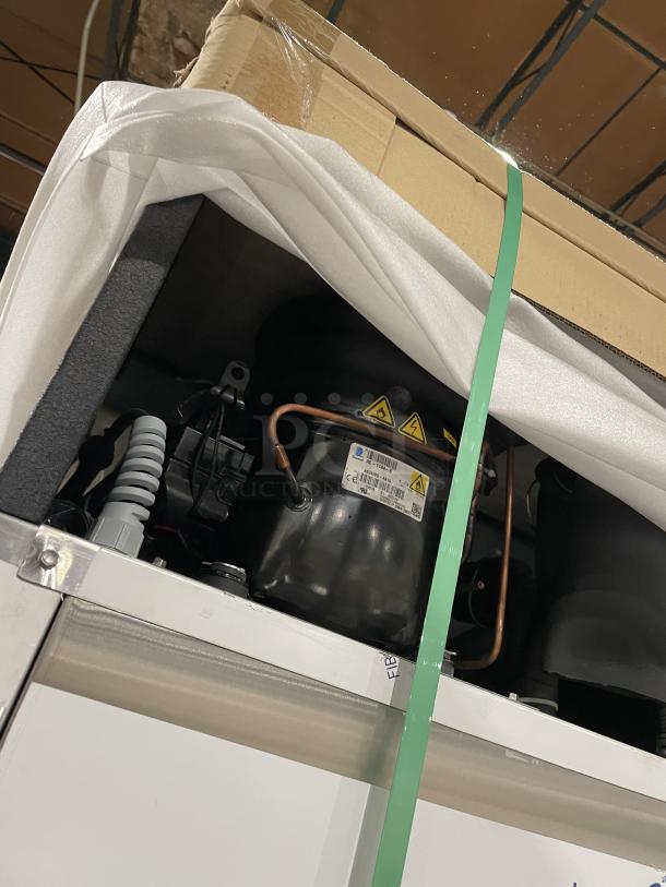 Brand new Franke F3D3P frozen French fry dispenser on pallet, ideal for high volume use. Packaged securely with visible labels.