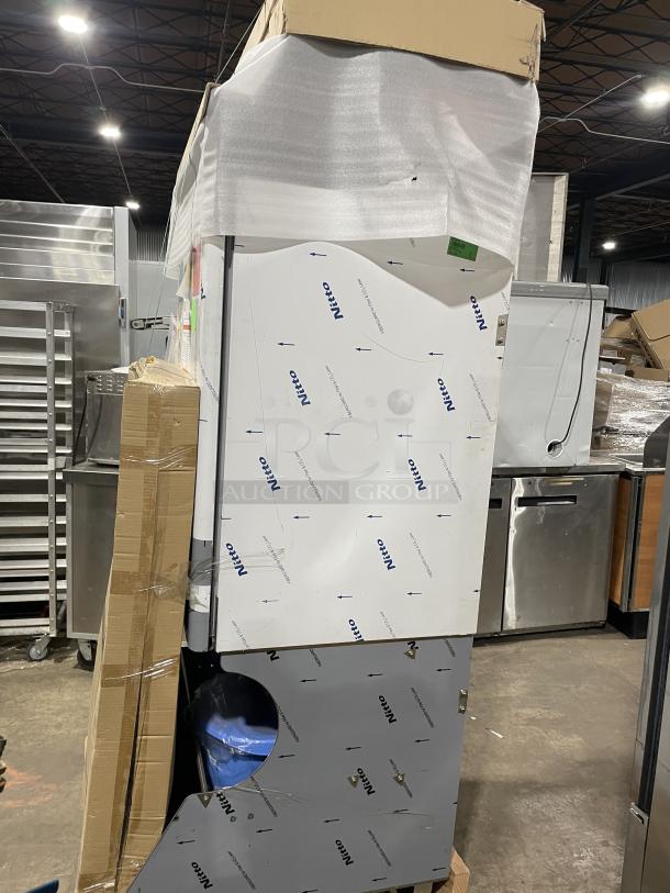 Brand new Franke F3D3P frozen French fry dispenser on pallet. Ideal for high volume use. Protective wrapping intact.