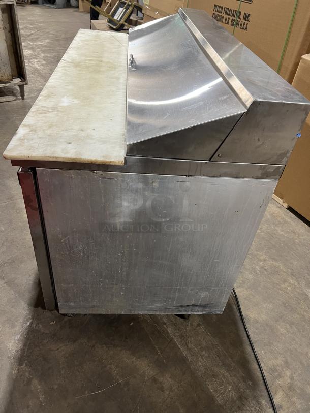 Continental Commercial Stainless Steel Refrigerated Sandwich Prep Table, Model SW60-16, dual doors, used condition.